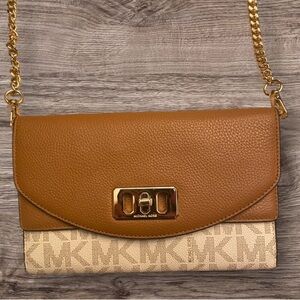Michael Kors Tan and Cream Clutch